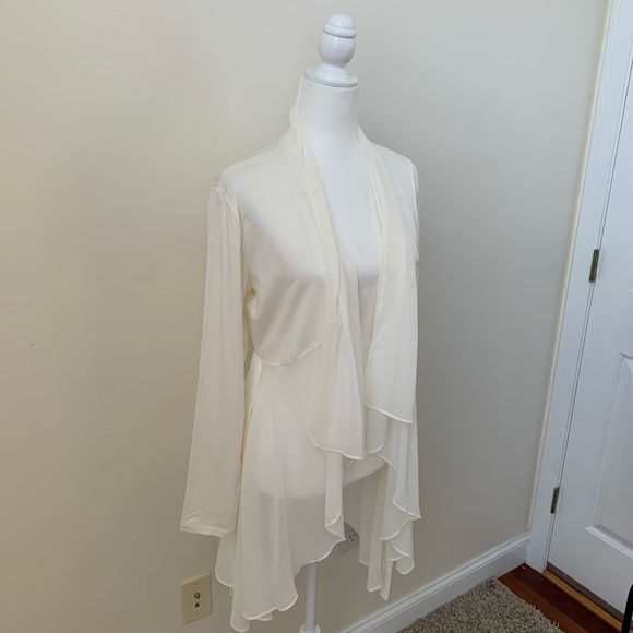 Logo Lounge White Flowy Semi Sheer Cardigan - Picture 3 of 8